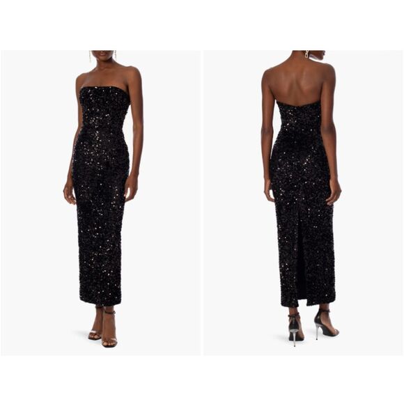 Helsi Women's Black Leslie Sequin Strapless Gown Dress Size Large - Picture 1 of 8